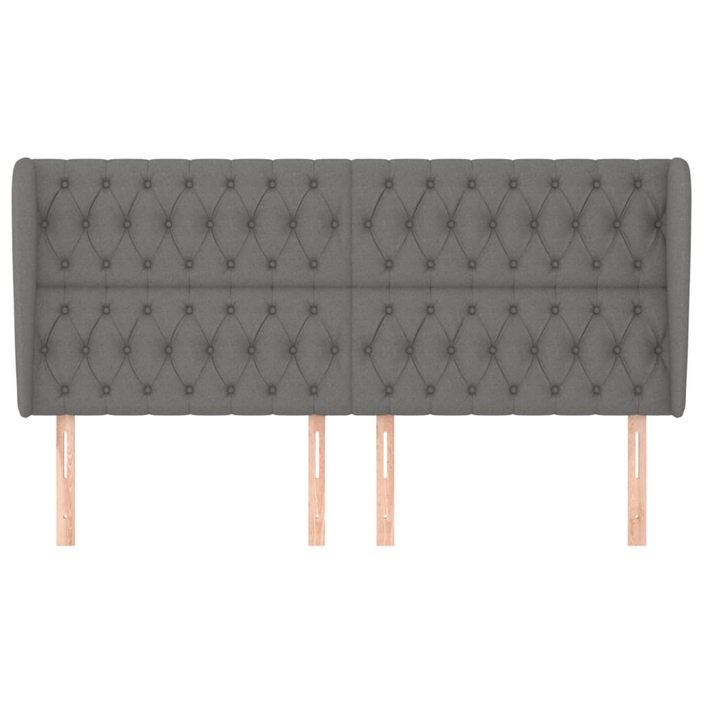 sengegavl med kanter 183x23x118/128 cm stof mørkegrå