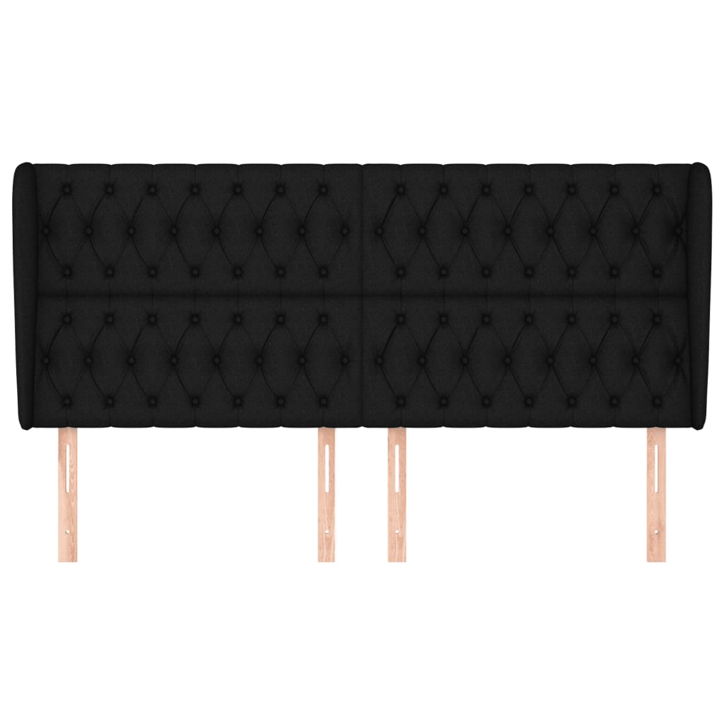 sengegavl med kanter 183x23x118/128 cm stof sort