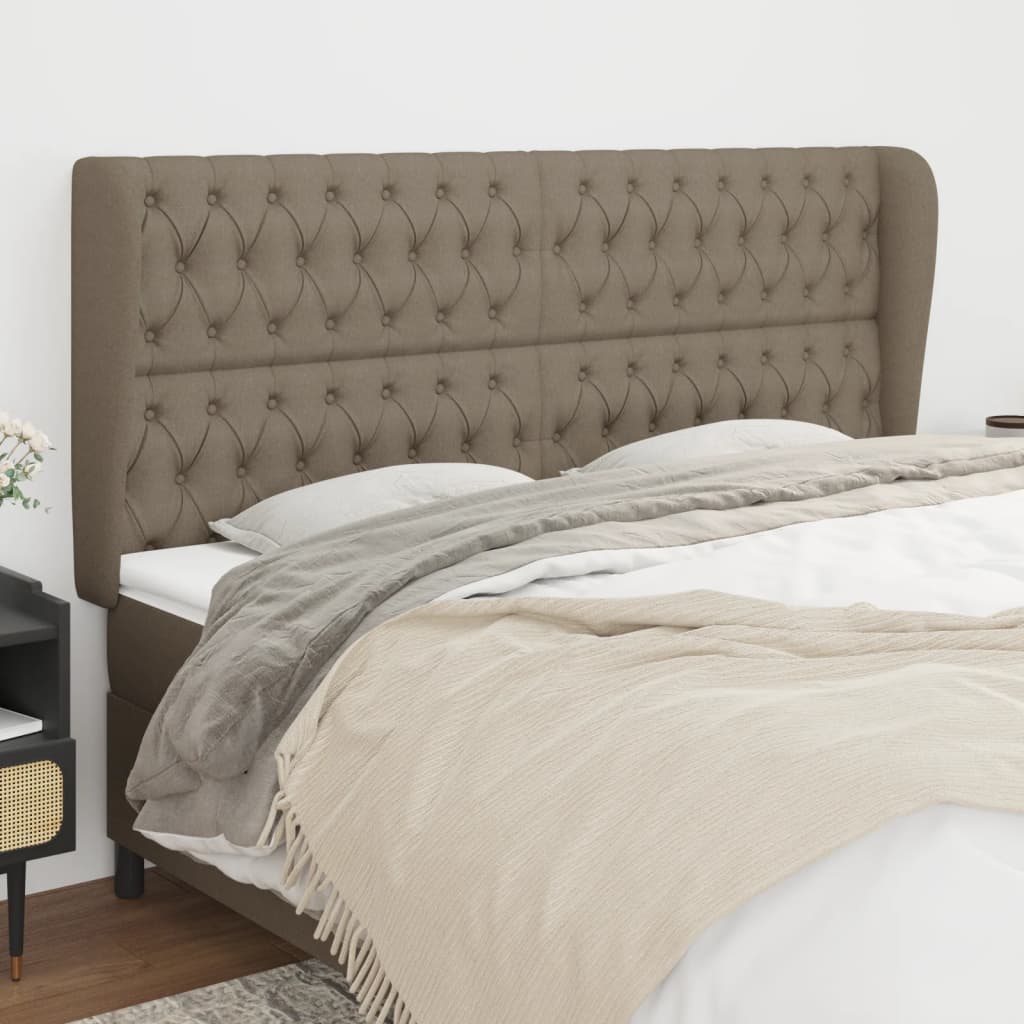 sengegavl med kanter 183x23x118/128 cm stof gråbrun