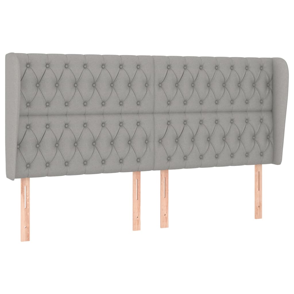 sengegavl med kanter 203x23x118/128 cm stof lysegrå