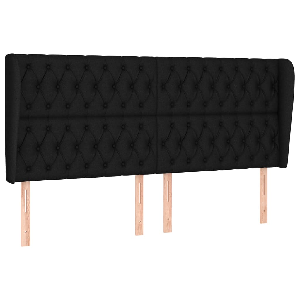 sengegavl med kanter 203x23x118/128 cm stof sort