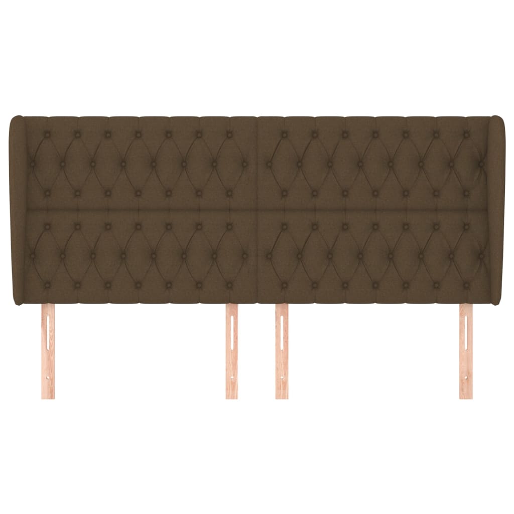 sengegavl med kanter 203x23x118/128 cm stof mørkebrun