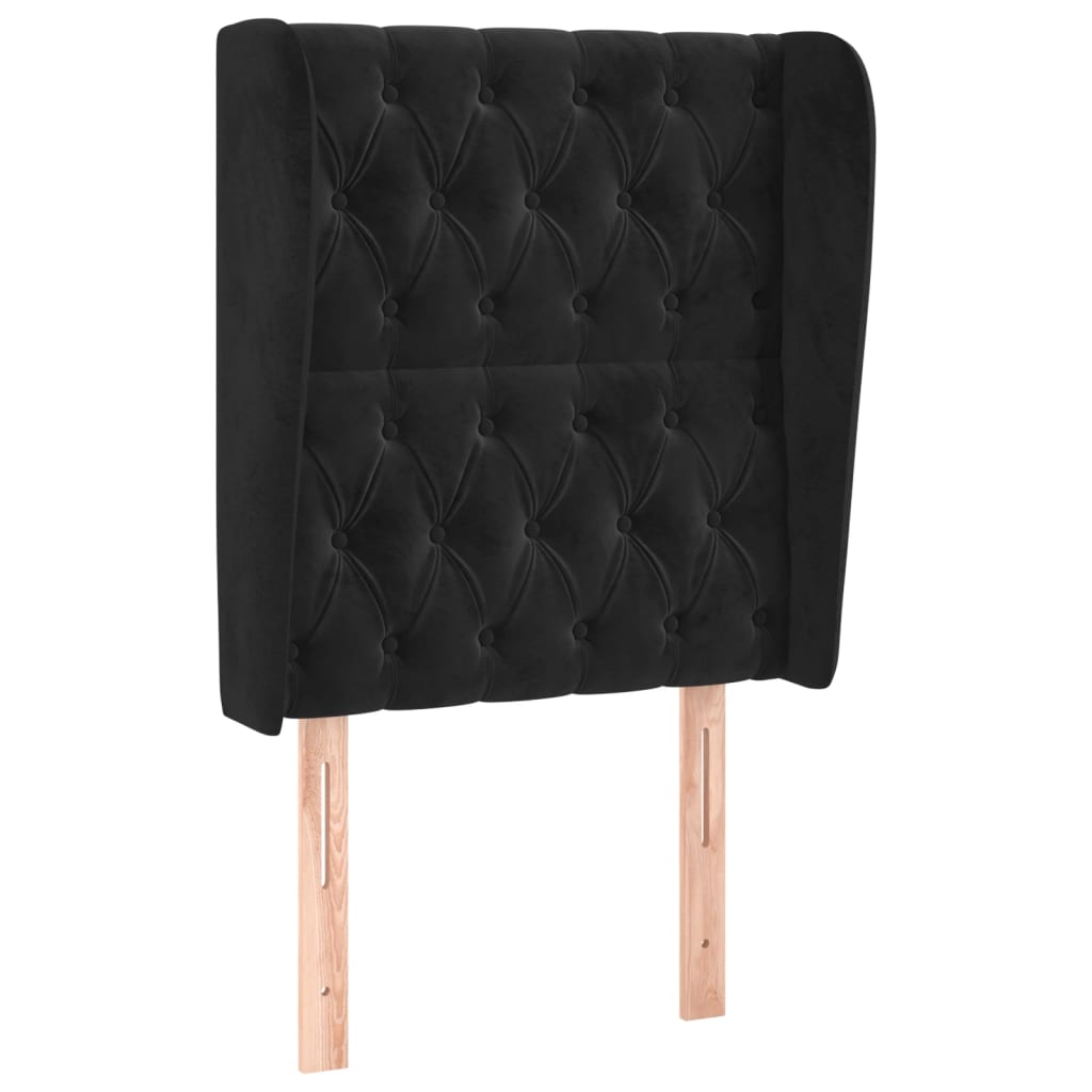 sengegavl med kanter 83x23x118/128 cm fløjl sort