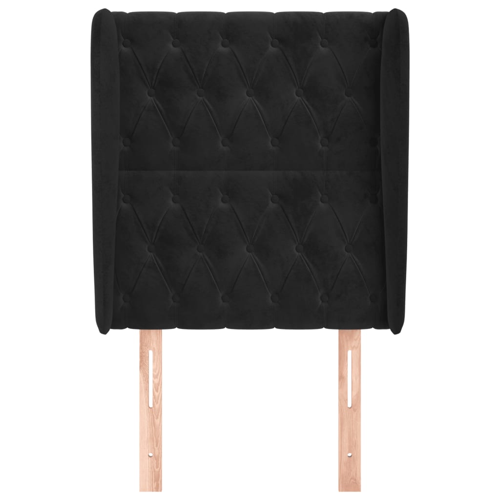 sengegavl med kanter 83x23x118/128 cm fløjl sort