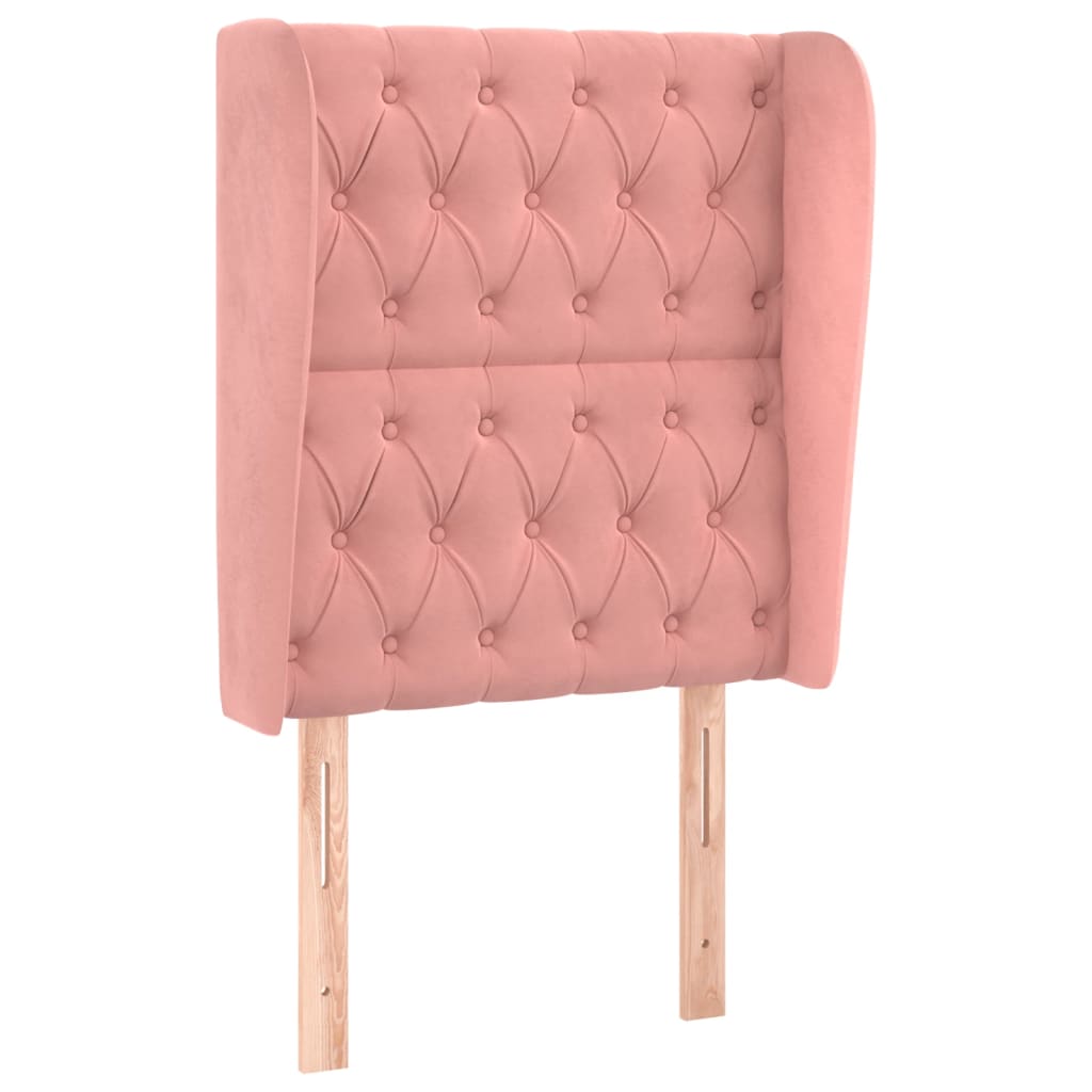 sengegavl med kanter 83x23x118/128 cm fløjl pink
