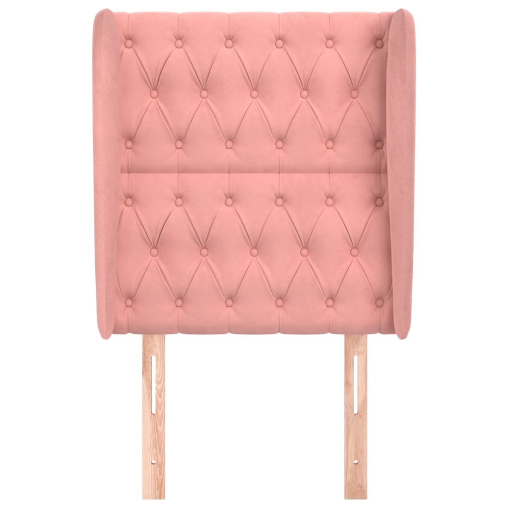 sengegavl med kanter 83x23x118/128 cm fløjl pink