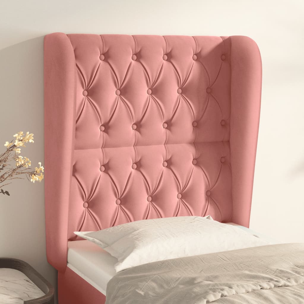 sengegavl med kanter 83x23x118/128 cm fløjl pink