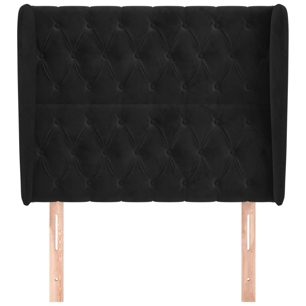 sengegavl med kanter 93x23x118/128 cm fløjl sort