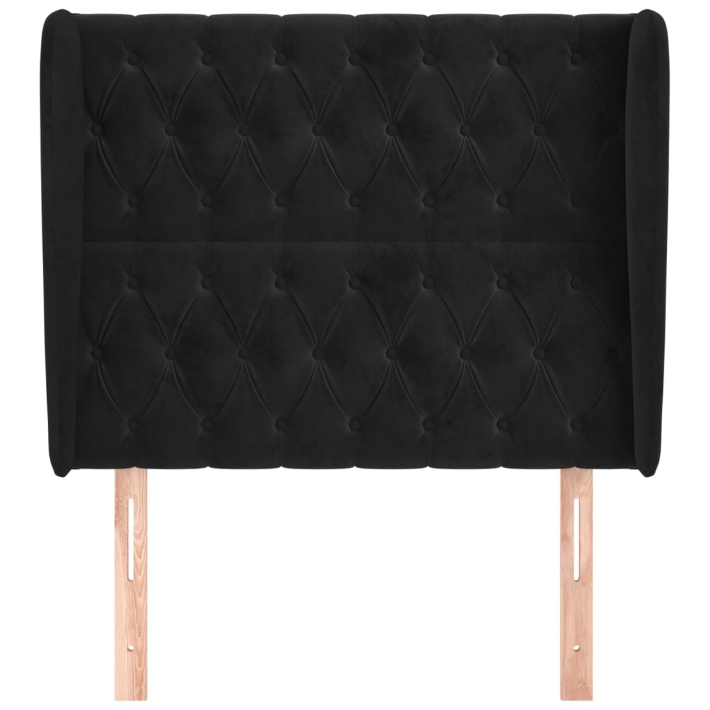 sengegavl med kanter 103x23x118/128 cm fløjl sort