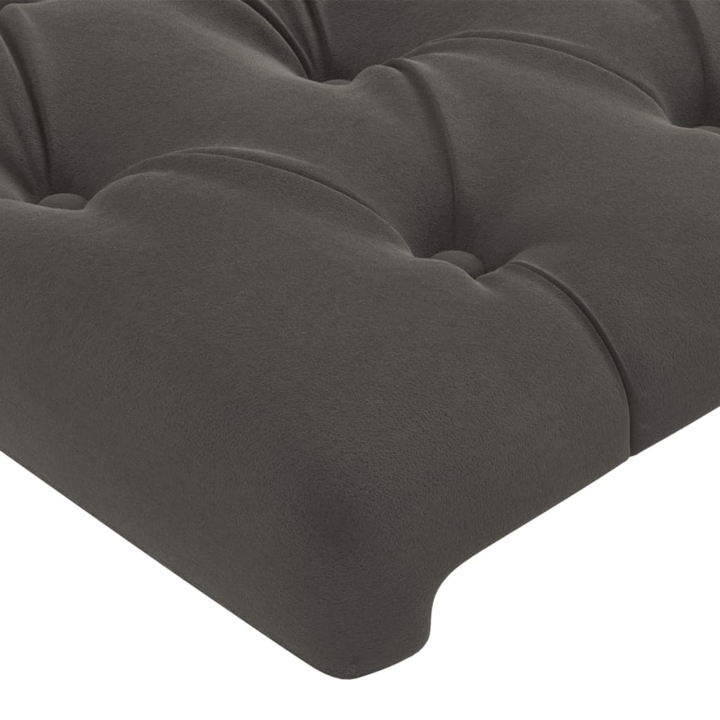 sengegavl med kanter 147x23x118/128 cm fløjl mørkegrå
