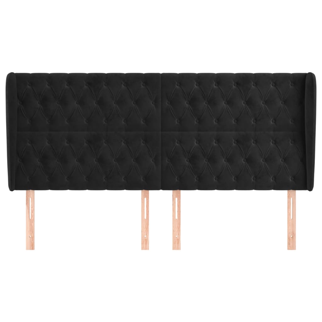 sengegavl med kanter 183x23x118/128 cm fløjl sort