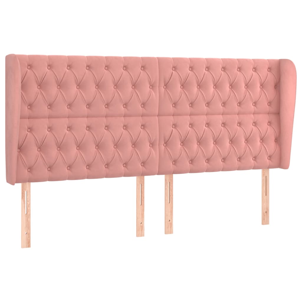 sengegavl med kanter 183x23x118/128 cm fløjl lyserød