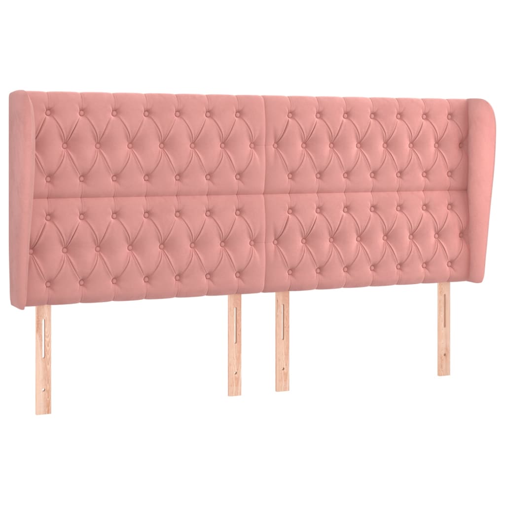 sengegavl med kanter 203x23x118/128 cm fløjl lyserød