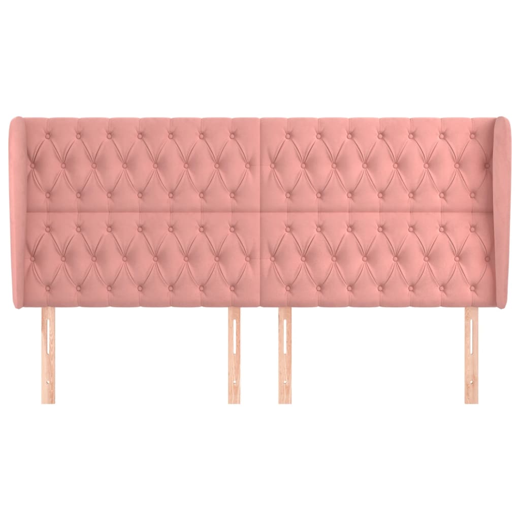 sengegavl med kanter 203x23x118/128 cm fløjl lyserød