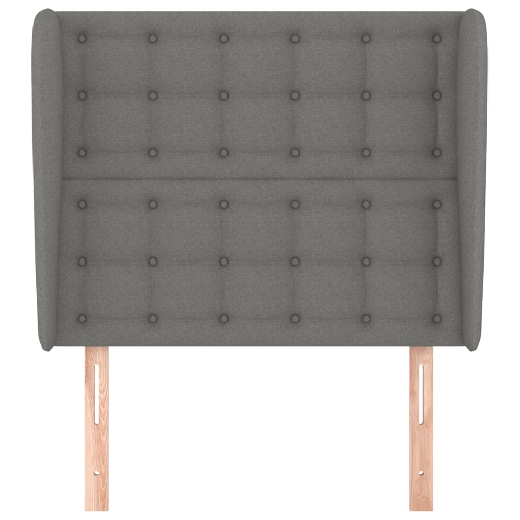 sengegavl med kanter 83x23x118/128 cm stof mørkegrå