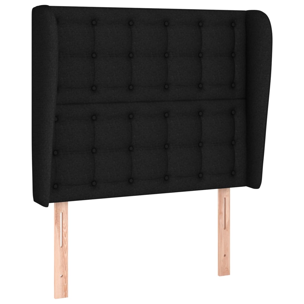 sengegavl med kanter 83x23x118/128 cm stof sort