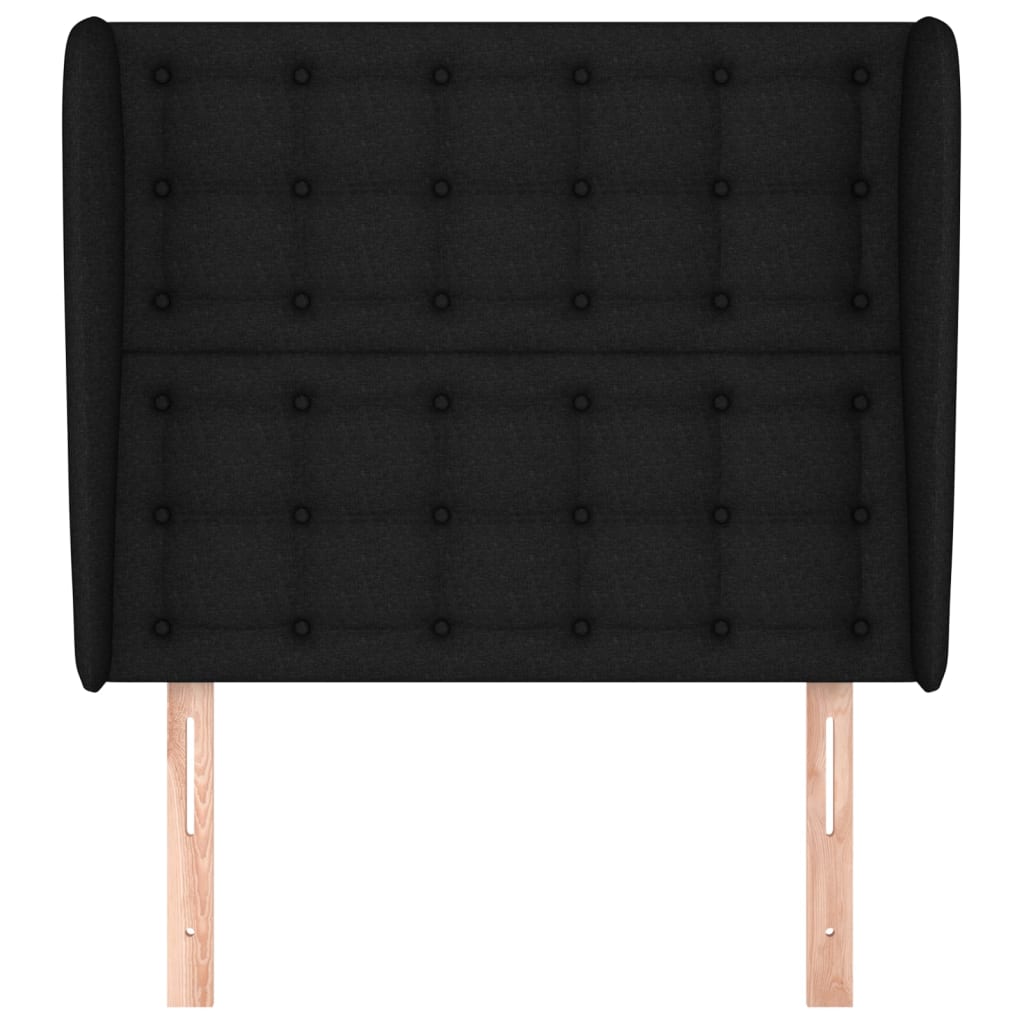 sengegavl med kanter 83x23x118/128 cm stof sort