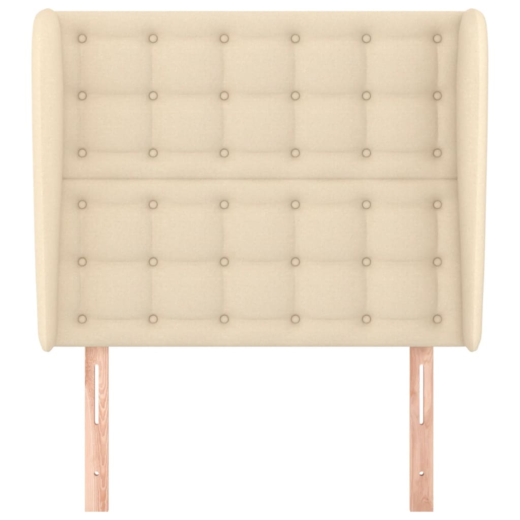 sengegavl med kanter 83x23x118/128 cm stof cremefarvet