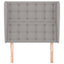 sengegavl med kanter 93x23x118/128 cm stof lysegrå