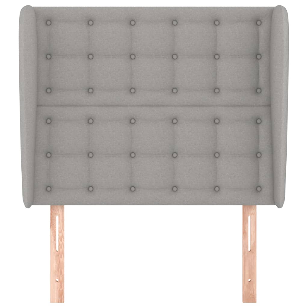sengegavl med kanter 93x23x118/128 cm stof lysegrå