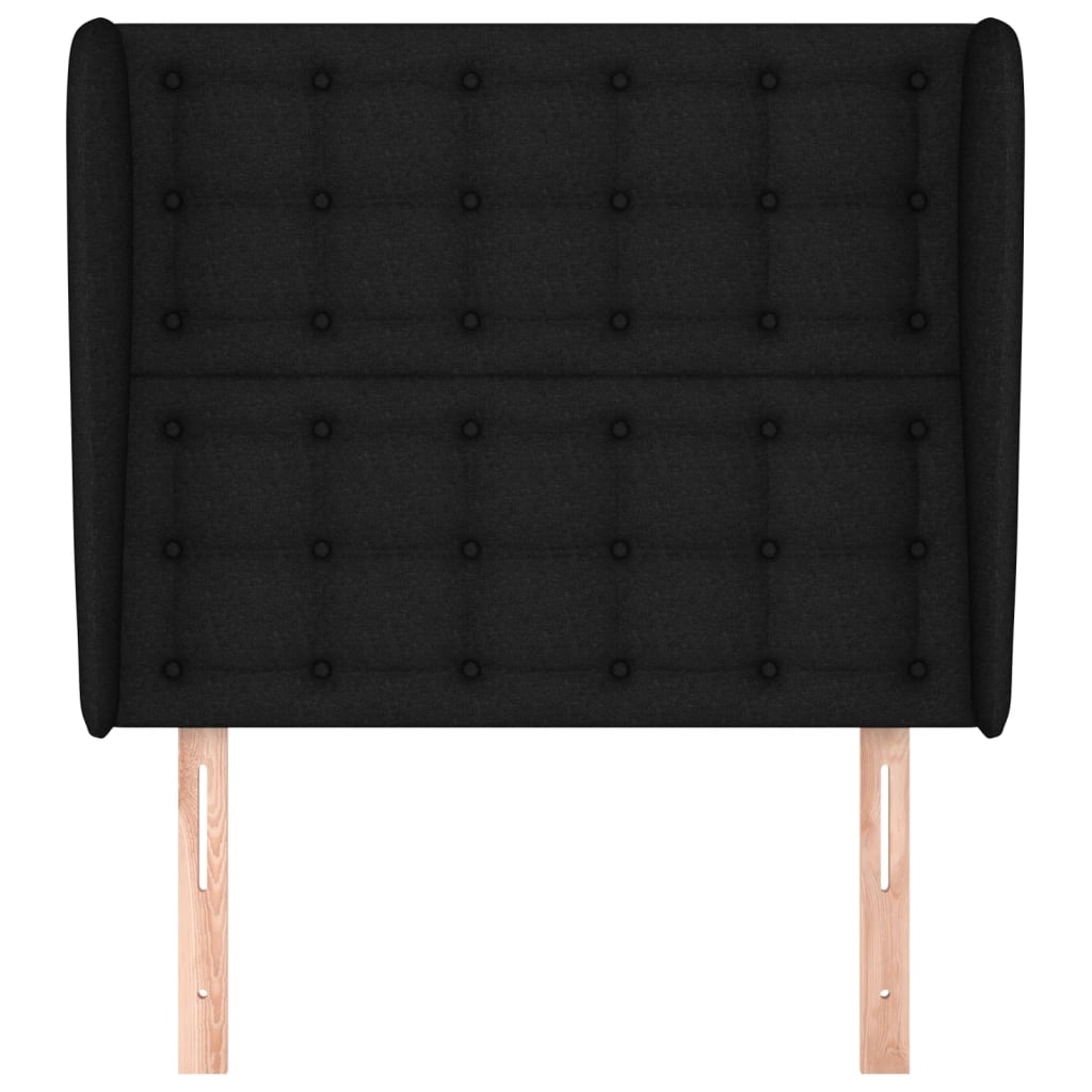 sengegavl med kanter 93x23x118/128 cm stof sort