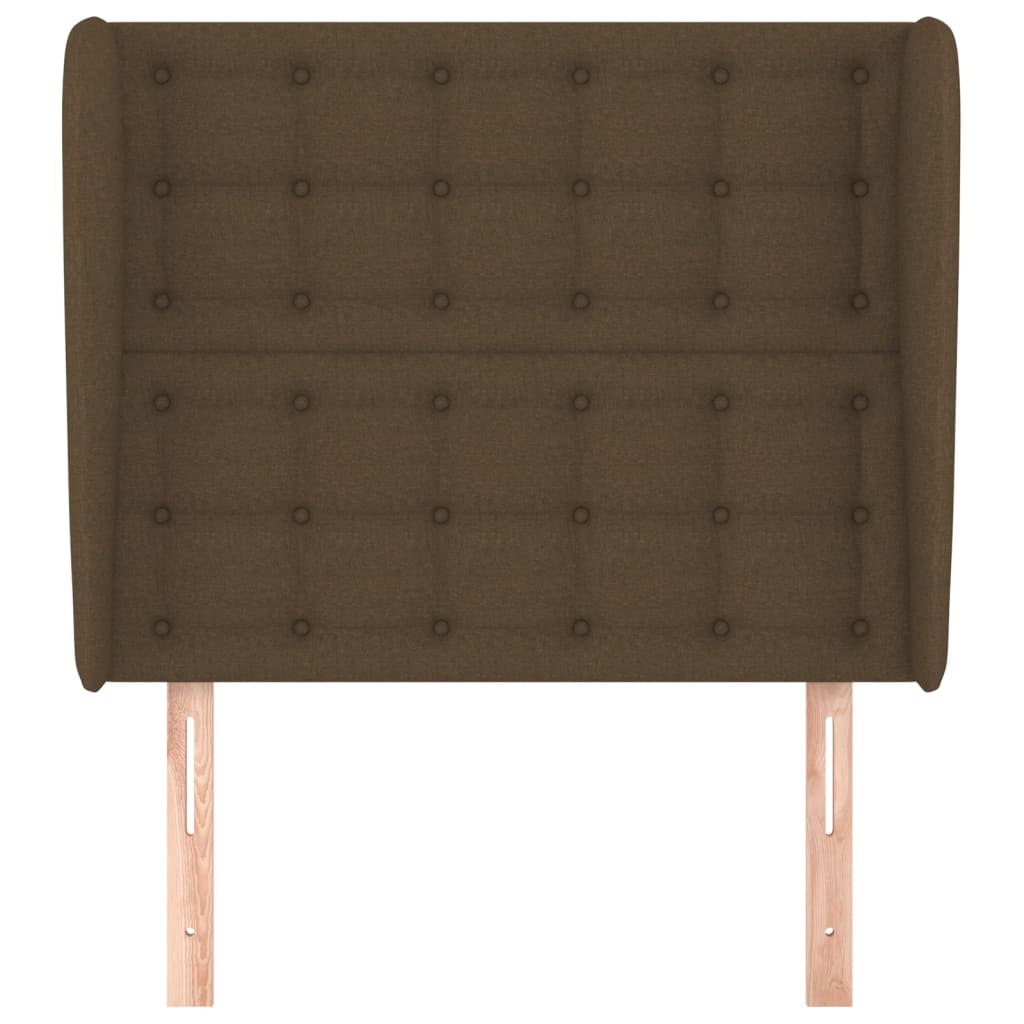 sengegavl med kanter 93x23x118/128 cm stof mørkebrun