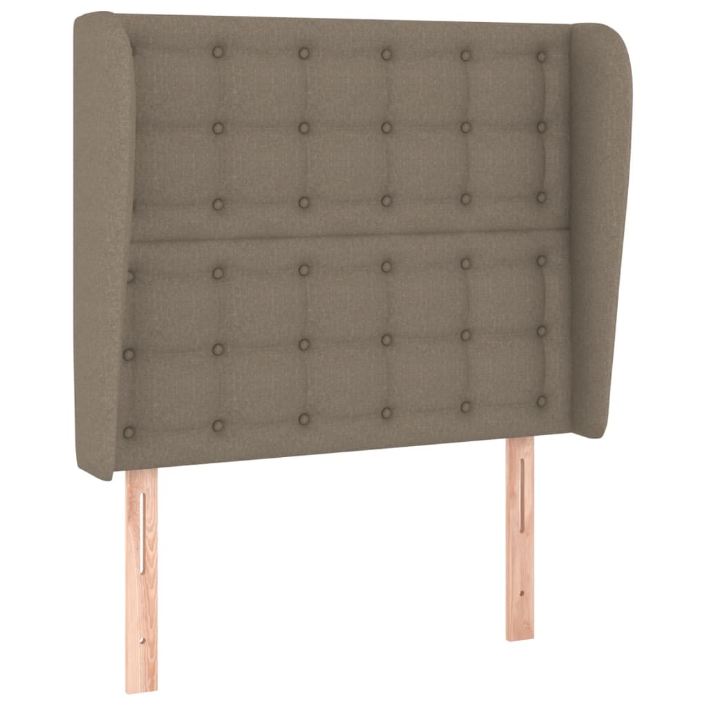 sengegavl med kanter 93x23x118/128 cm stof gråbrun