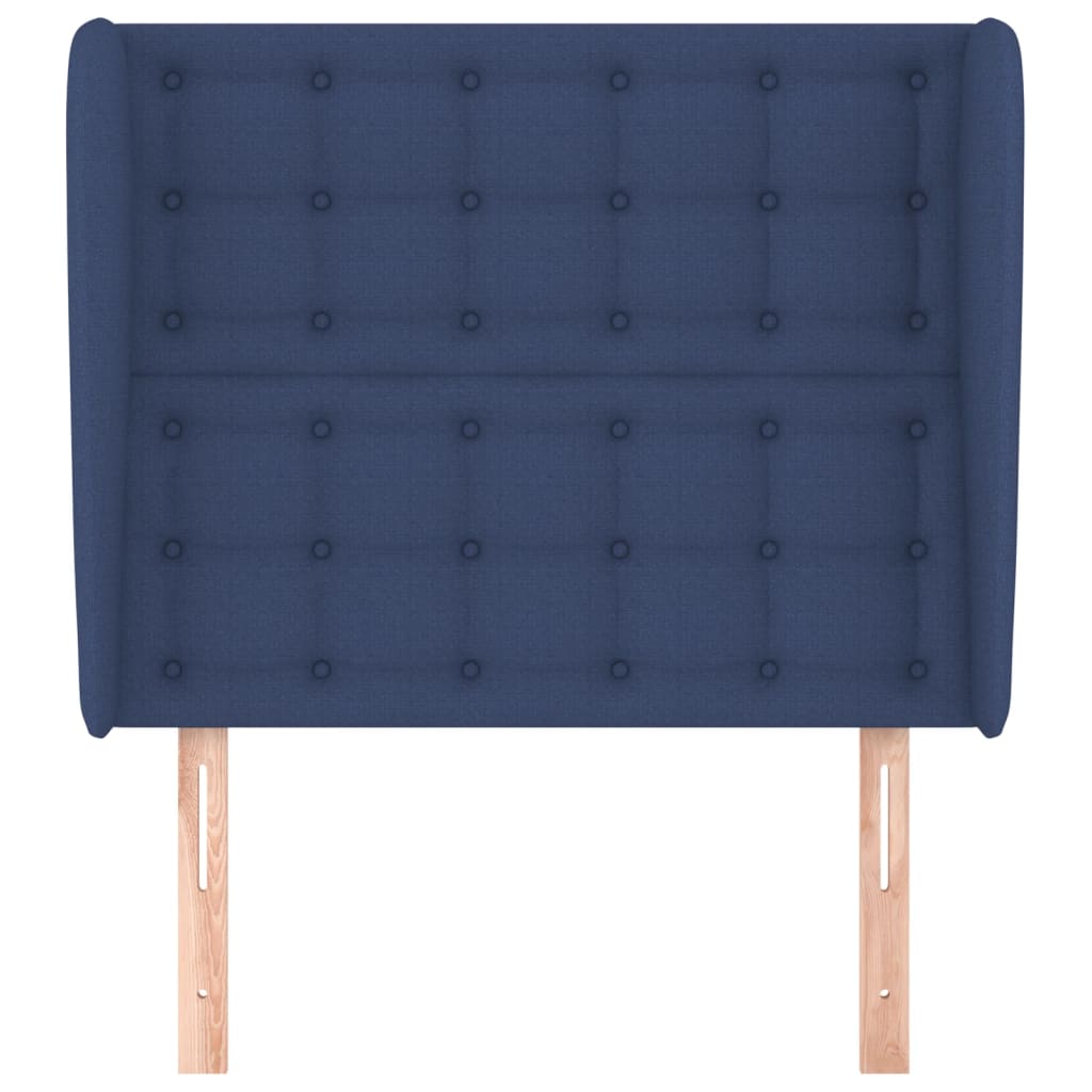 sengegavl med kanter 93x23x118/128 cm stof blå