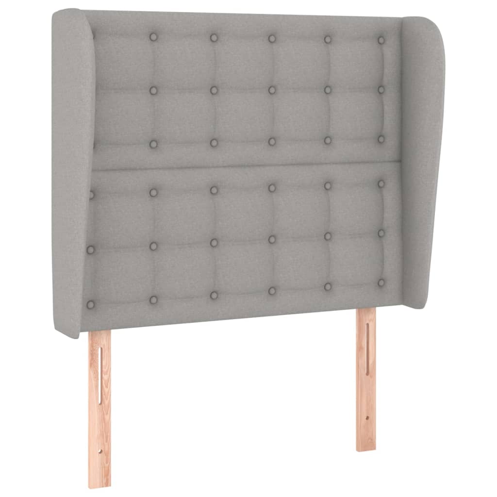 sengegavl med kanter 103x23x118/128 cm stof lysegrå