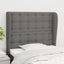sengegavl med kanter 103x23x118/128 cm stof mørkegrå