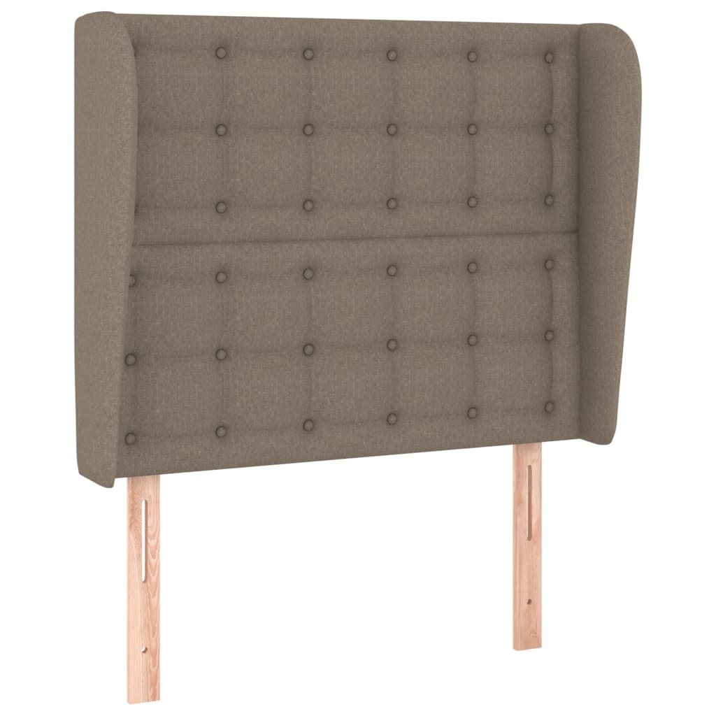 sengegavl med kanter 103x23x118/128 cm stof gråbrun