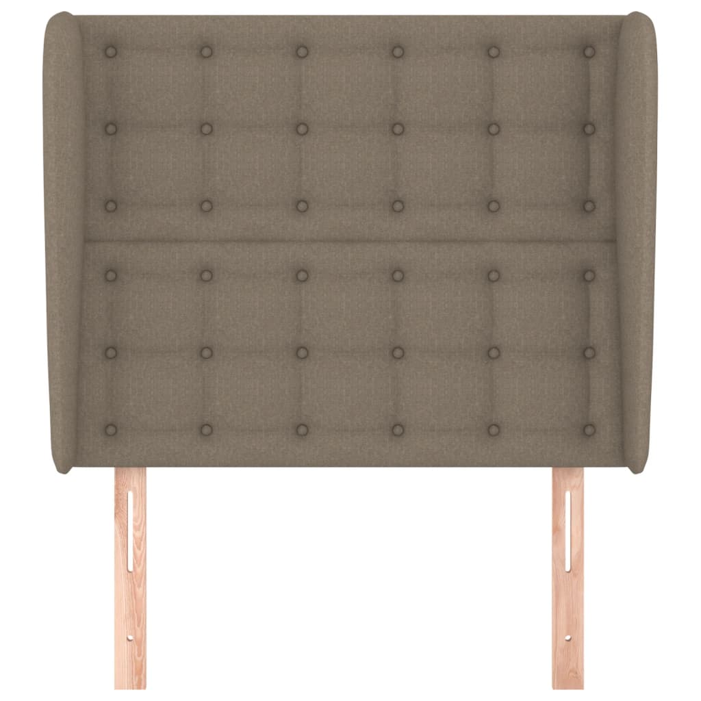 sengegavl med kanter 103x23x118/128 cm stof gråbrun