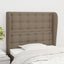 sengegavl med kanter 103x23x118/128 cm stof gråbrun