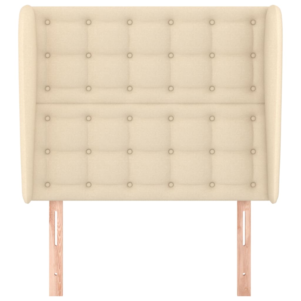sengegavl med kanter 103x23x118/128 cm stof cremefarvet