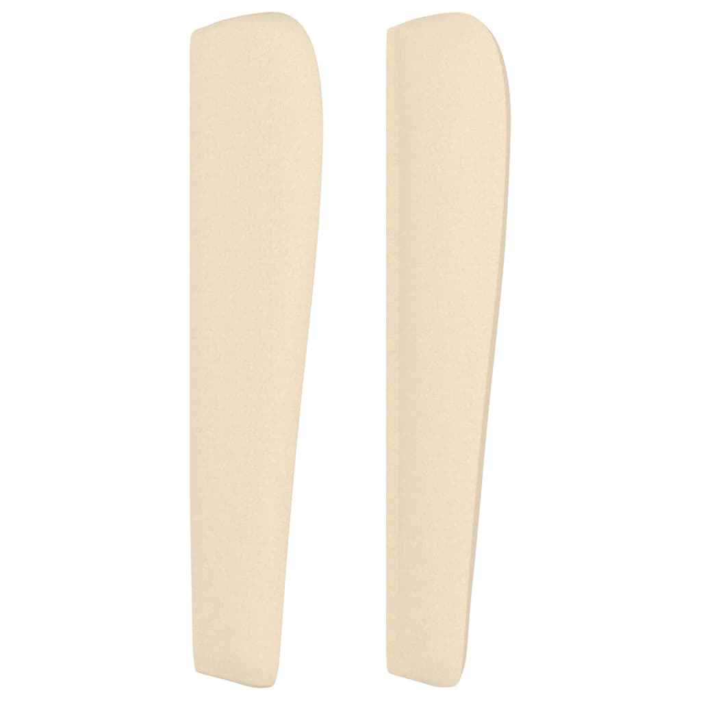 sengegavl med kanter 103x23x118/128 cm stof cremefarvet