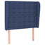 sengegavl med kanter 103x23x118/128 cm stof blå