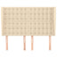 sengegavl med kanter 147x23x118/128 cm stof cremefarvet