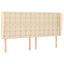 sengegavl med kanter 163x23x118/128 cm stof cremefarvet