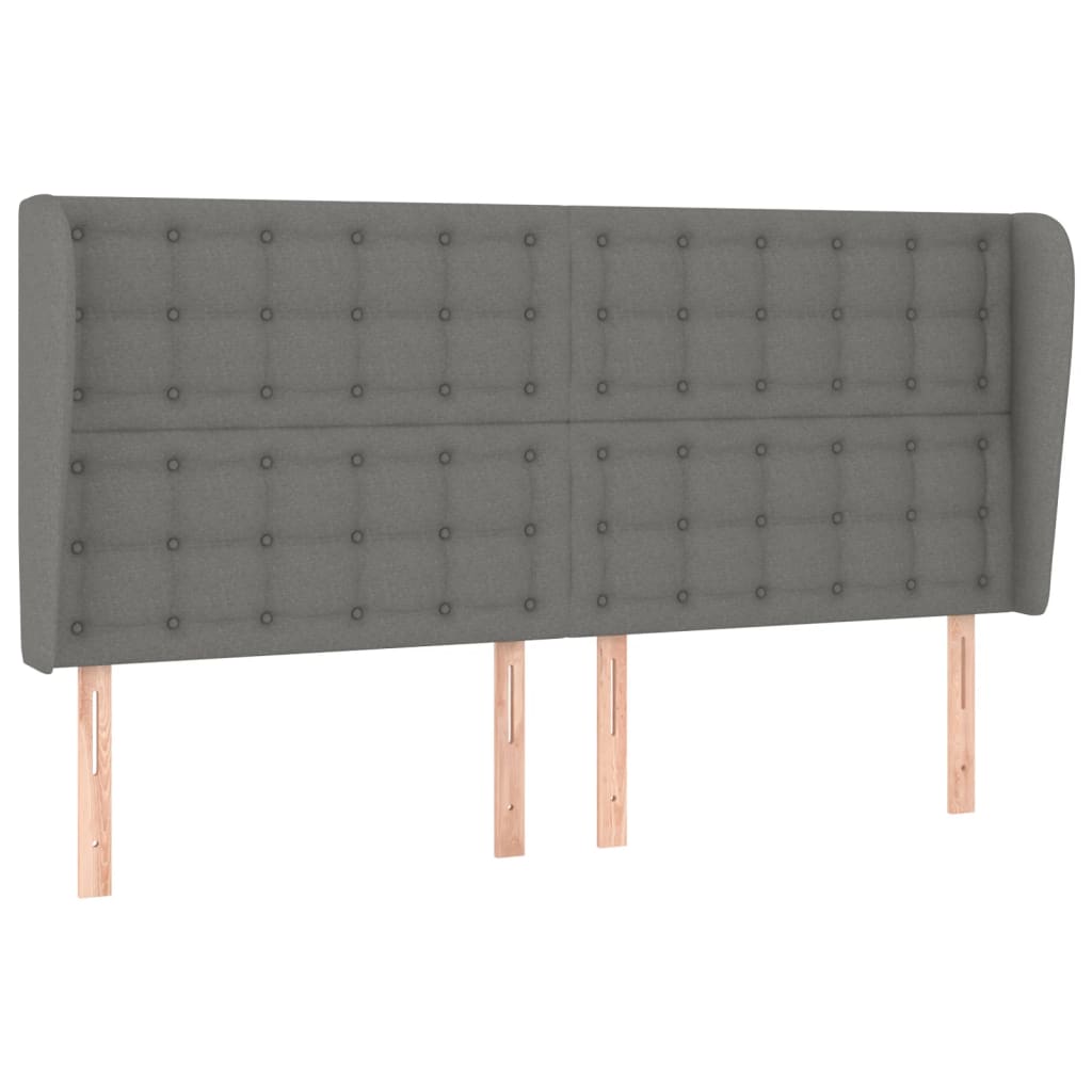 sengegavl med kanter 183x23x118/128 cm stof mørkegrå