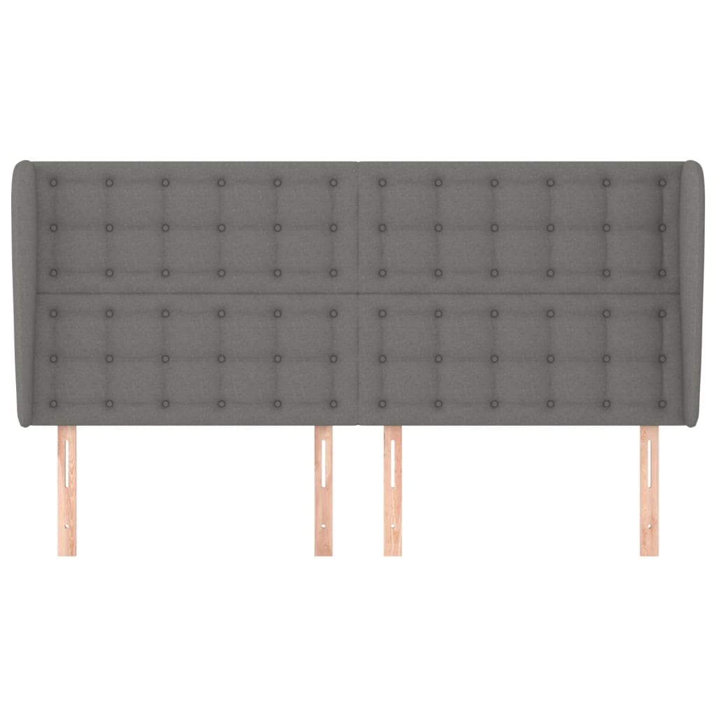 sengegavl med kanter 183x23x118/128 cm stof mørkegrå