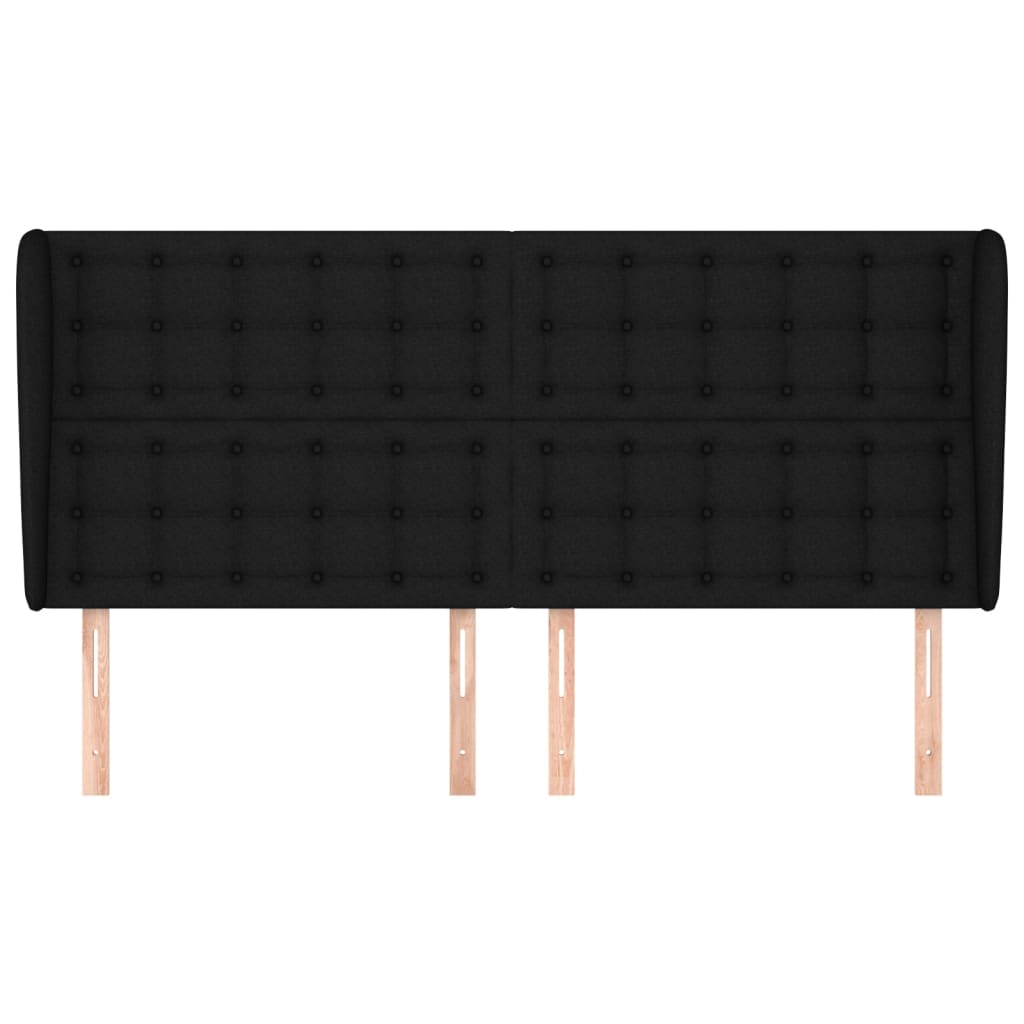 sengegavl med kanter 183x23x118/128 cm stof sort