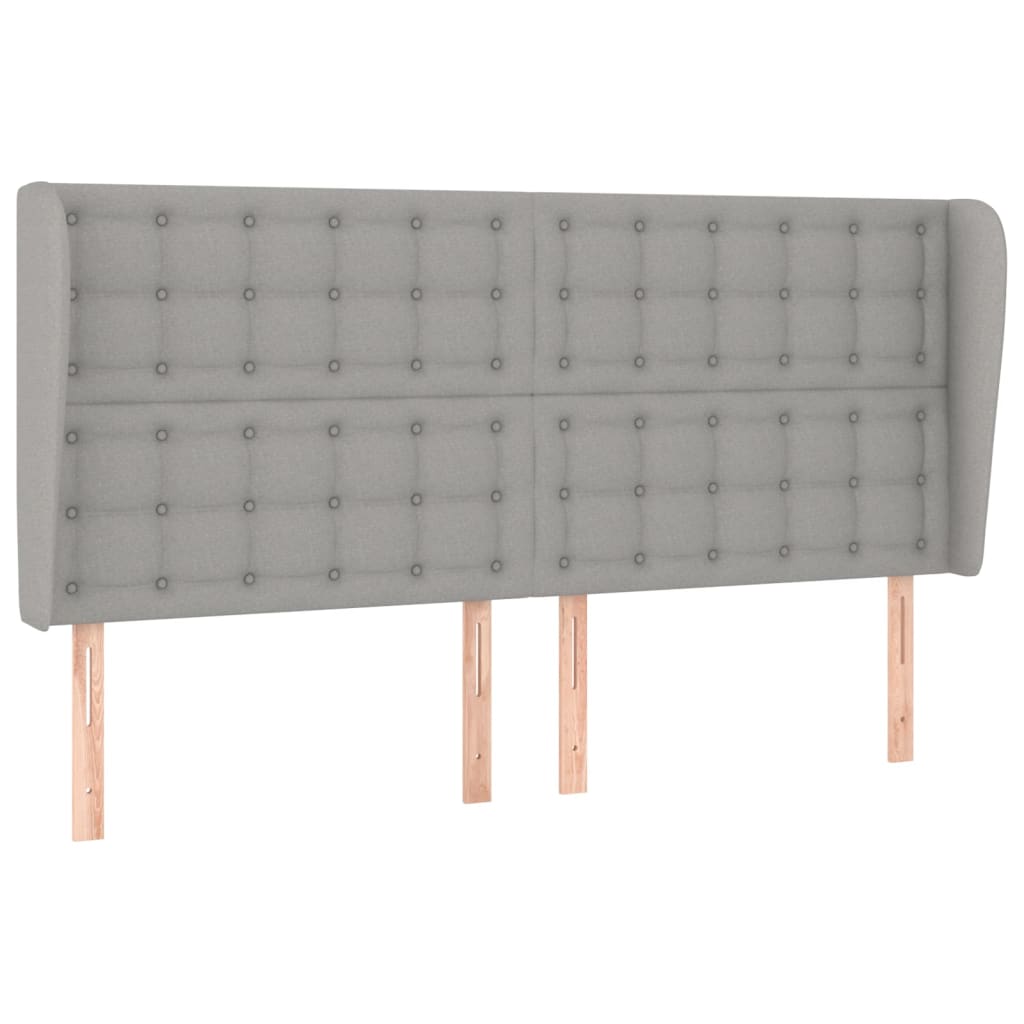 sengegavl med kanter 203x23x118/128 cm stof lysegrå