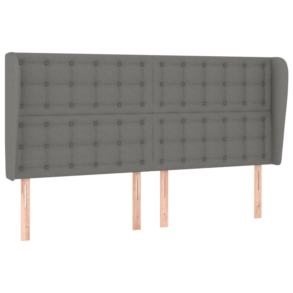 sengegavl med kanter 203x23x118/128 cm stof mørkegrå