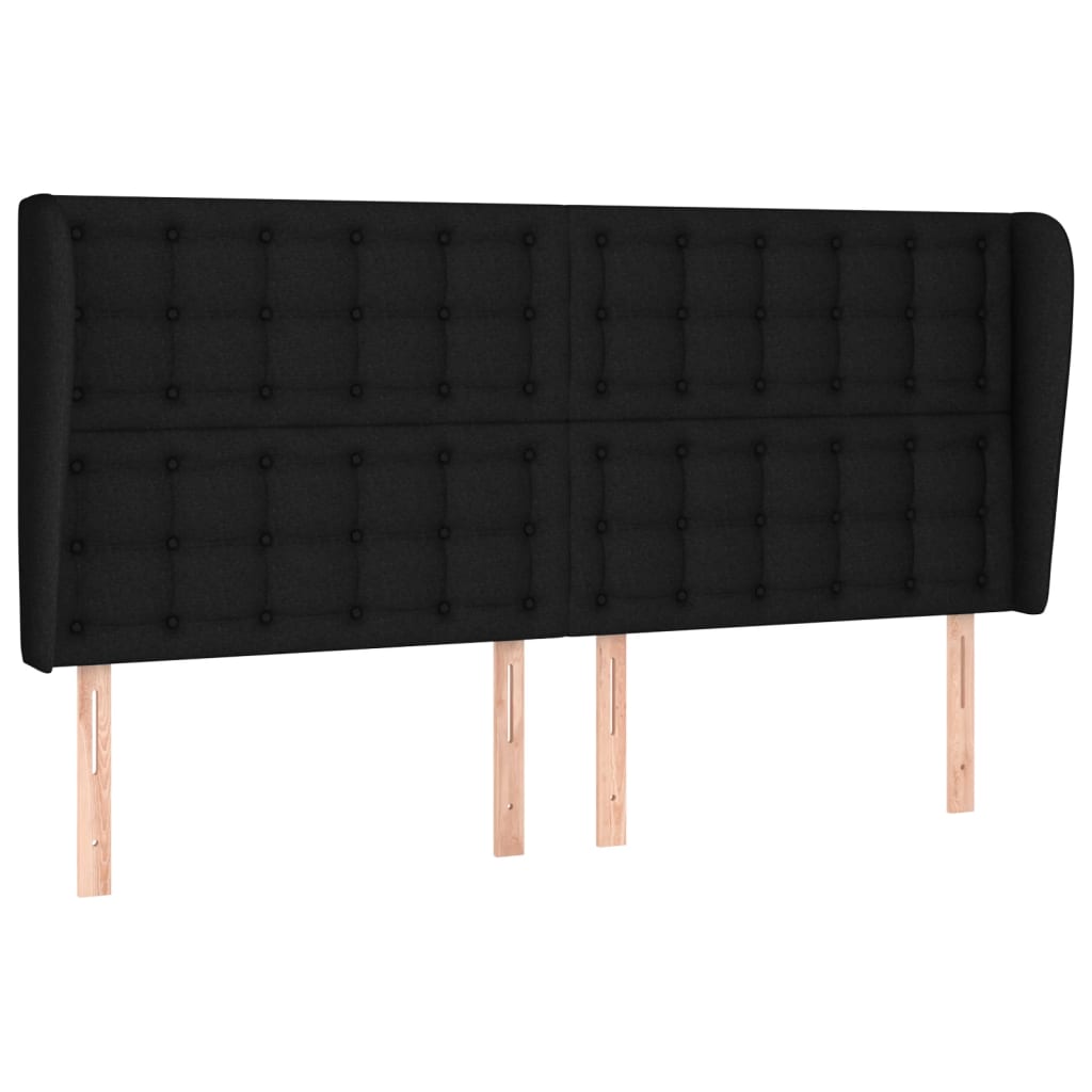sengegavl med kanter 203x23x118/128 cm stof sort