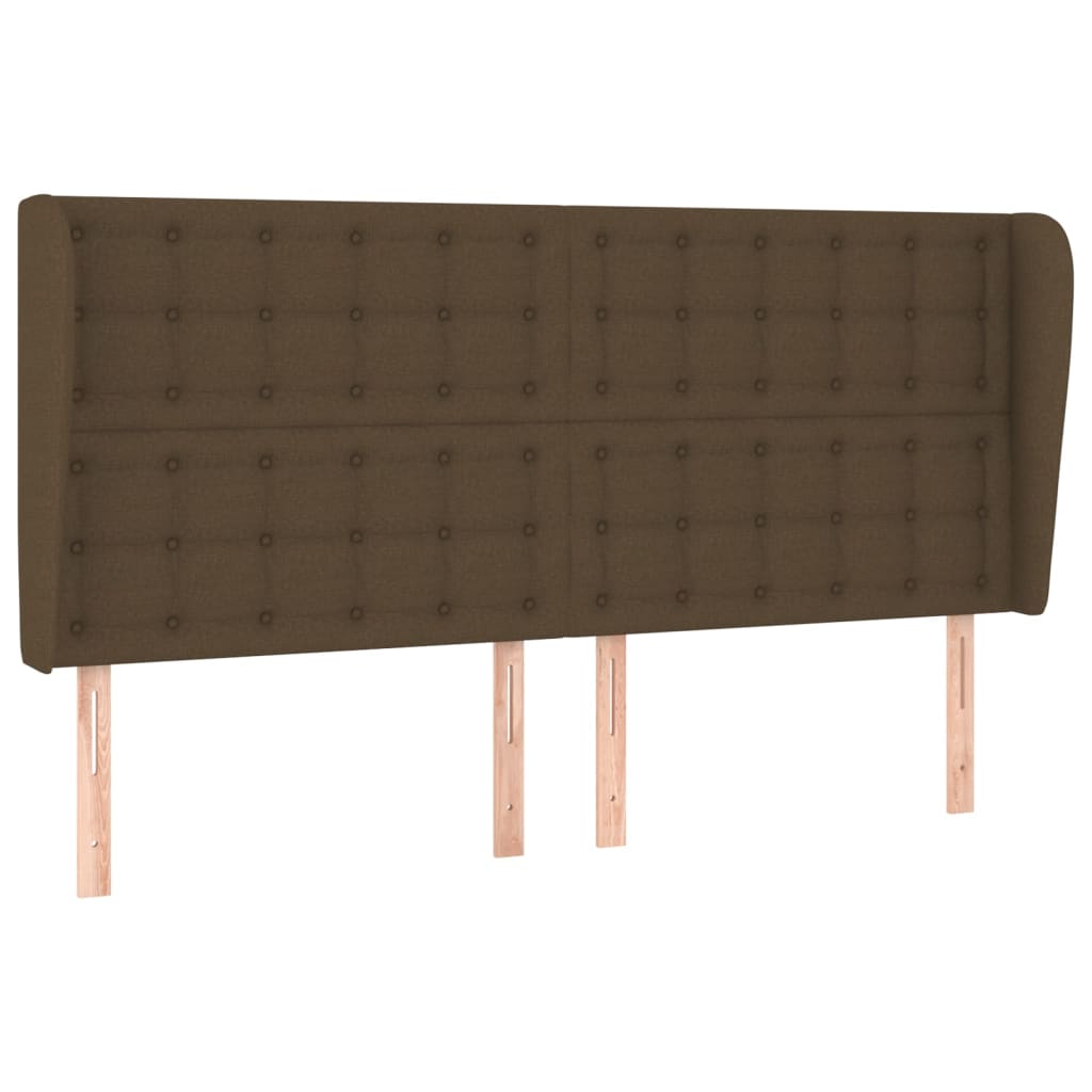 sengegavl med kanter 203x23x118/128 cm stof mørkebrun