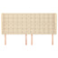 sengegavl med kanter 203x23x118/128 cm stof cremefarvet