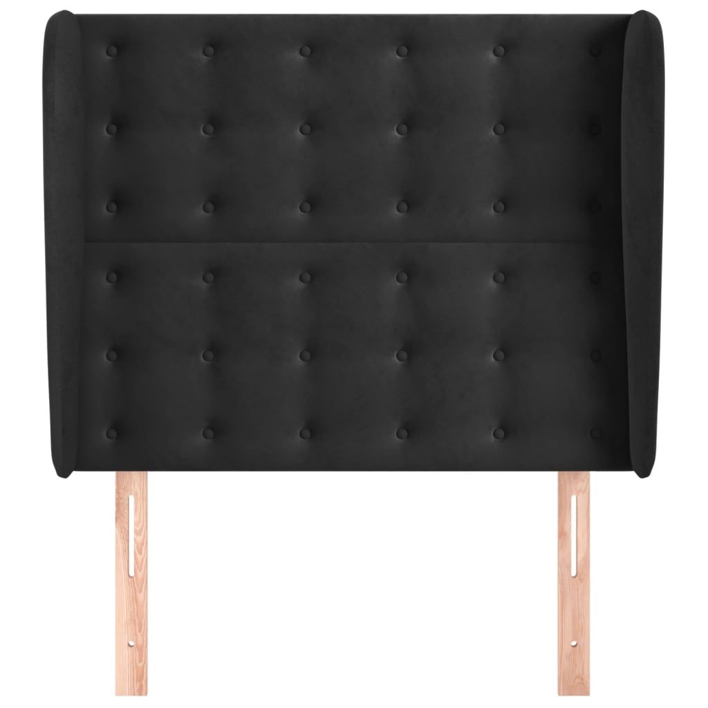 sengegavl med kanter 83x23x118/128 cm fløjl sort
