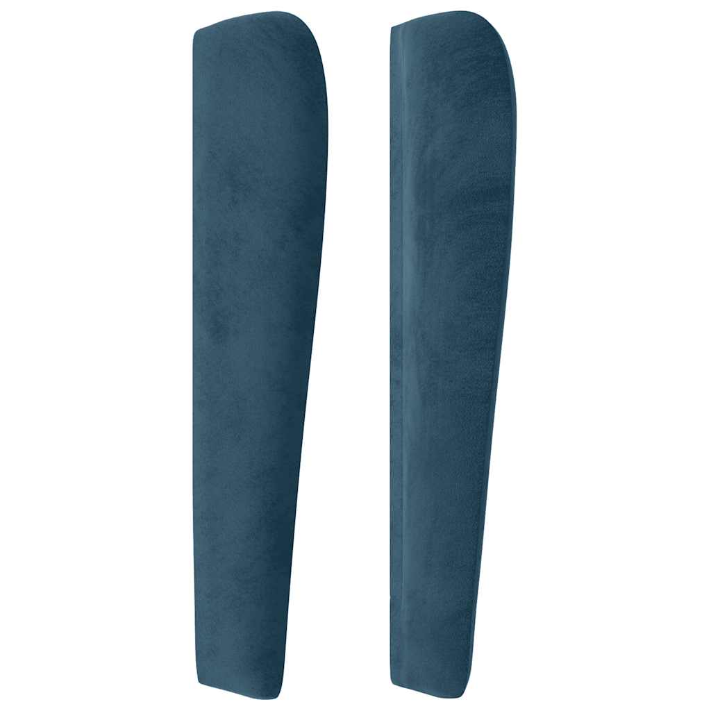 sengegavl med kanter 83x23x118/128 cm fløjl mørkeblå