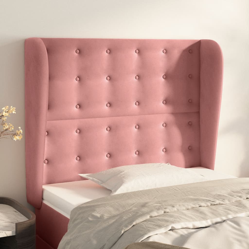 sengegavl med kanter 83x23x118/128 cm fløjl pink