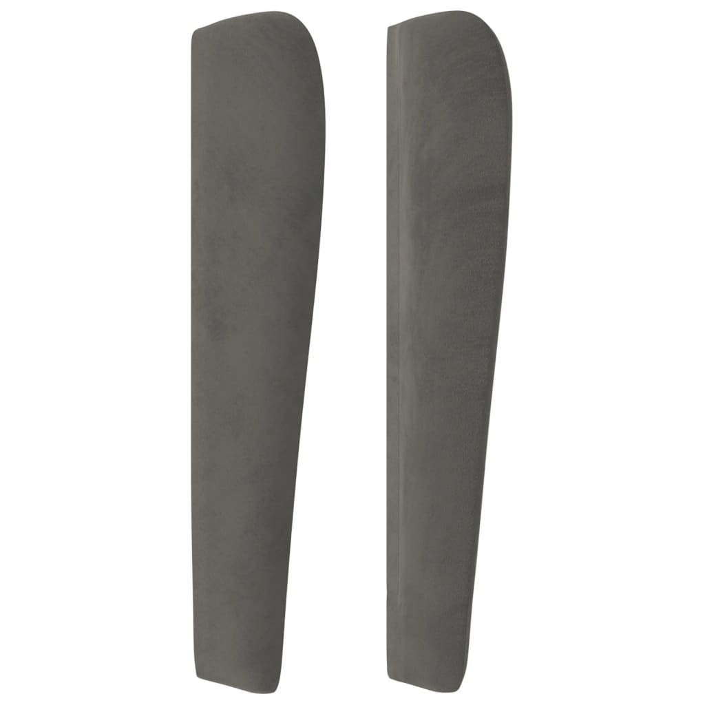 sengegavl med kanter 93x23x118/128 cm fløjl mørkegrå